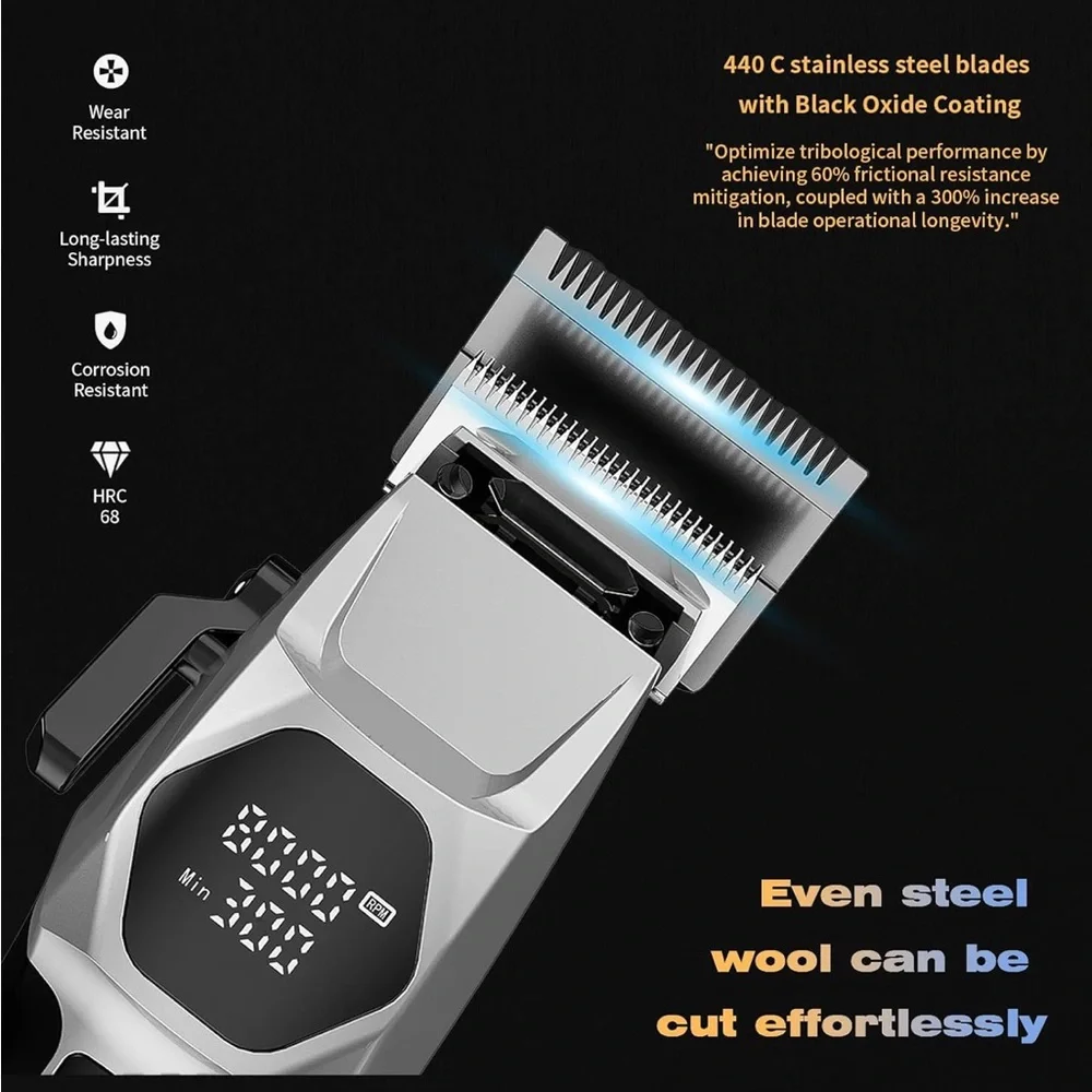 NEW! Professional Cordless Hair Clipper Set Charging Dock 8 Guards Salon Grade